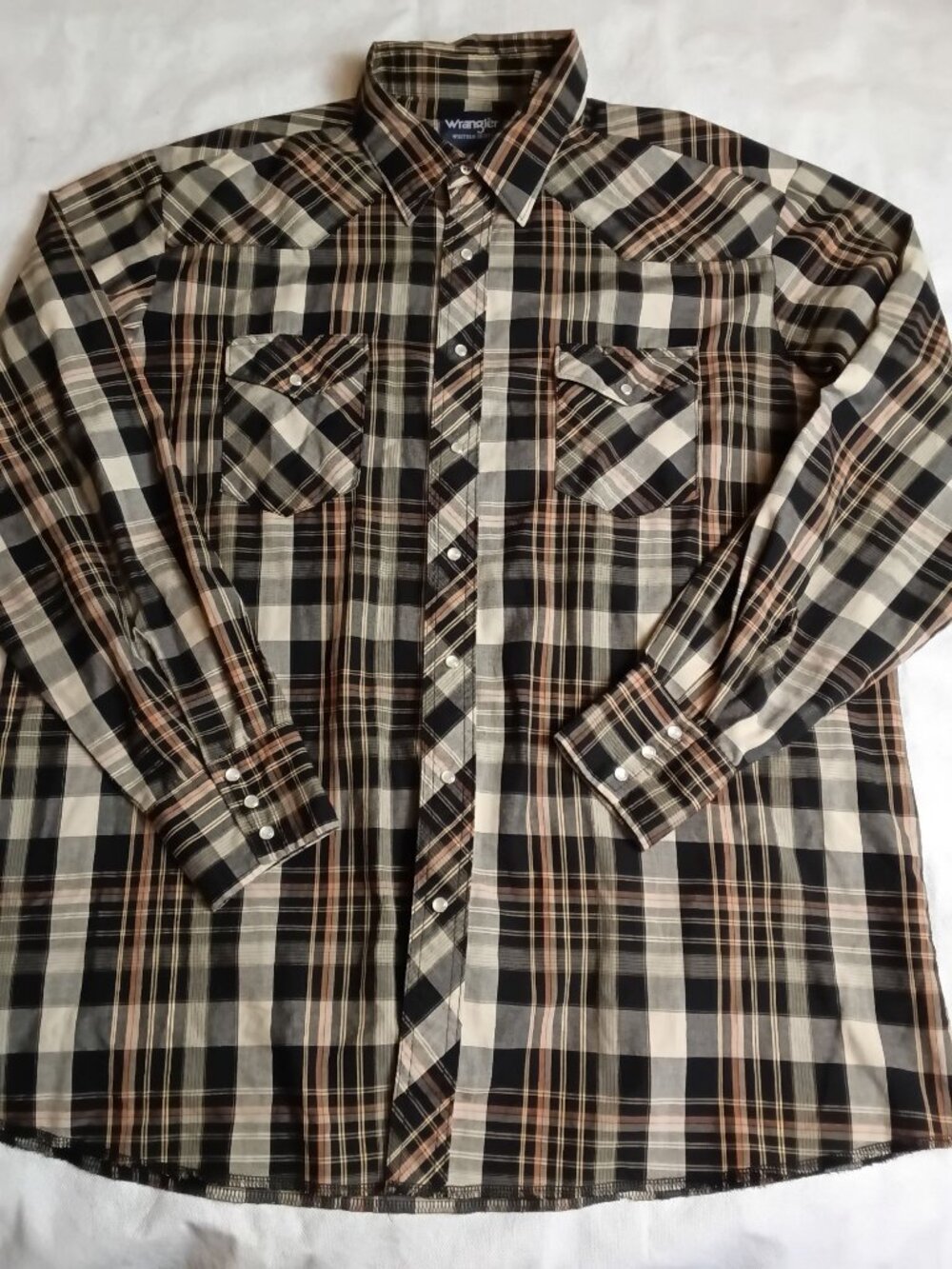 Wrangler Pearl Snap Western Shirt Mens 2XT Plaid Cowboy Long Sleeve 75932PP